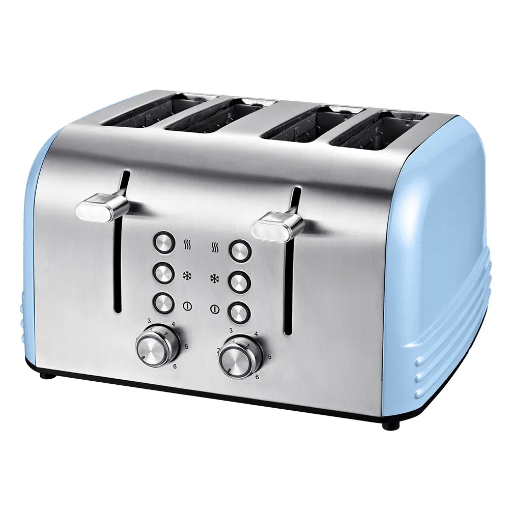 New Design Hot Sell Sandwich Electric 4 Slice Stainless Steel Bread Toaster with 6 Bread Shade Setting Wide Slot