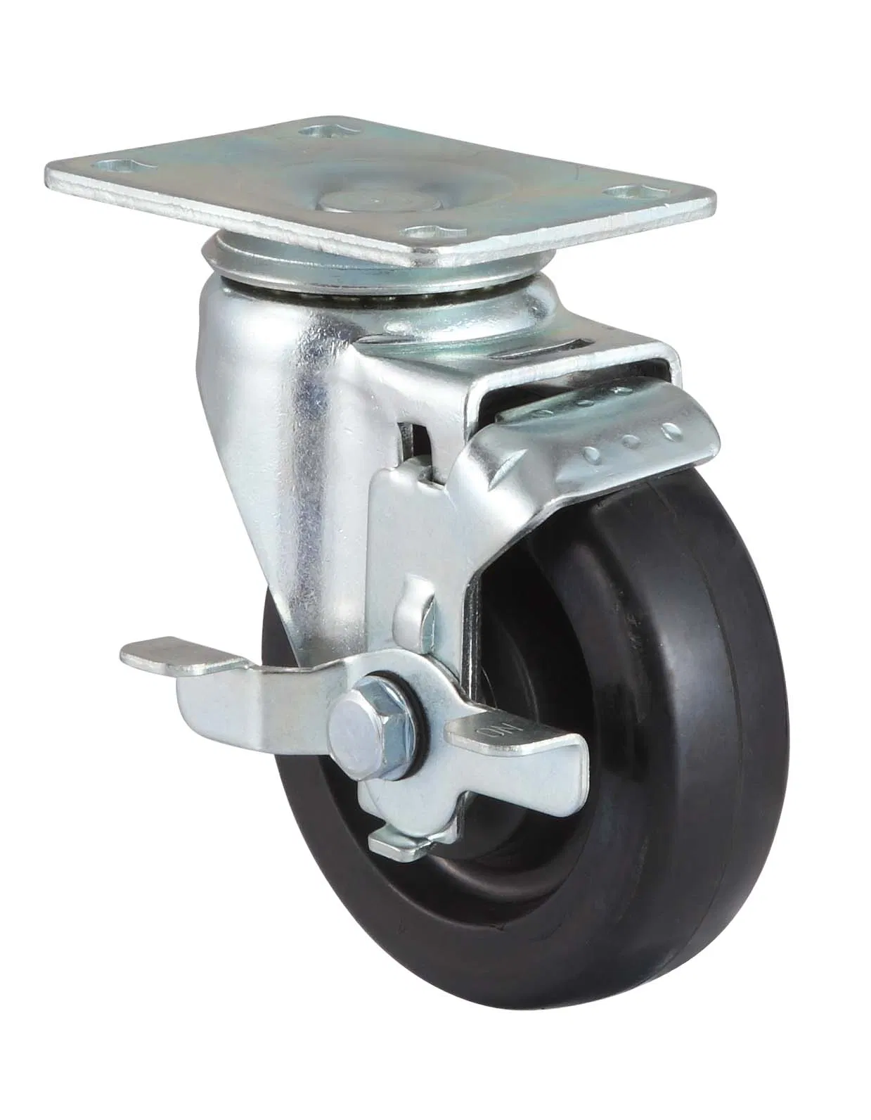 Rubber Threaded Stem Caster Wheel with Side Brake Screw Rod Castors Wheels