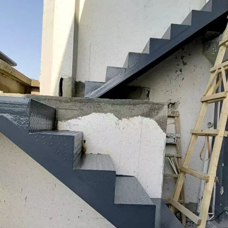 Customized Double-Sided Handrail Steel Structure Foundation Pit Staircase
