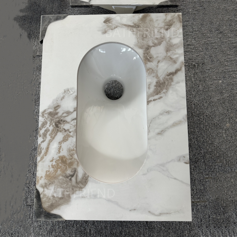 2025 Best Selling Ceramic Sintered Stone Squatting Wc Pan Modern Rock Slab Gloss Sanitary Public Toilet