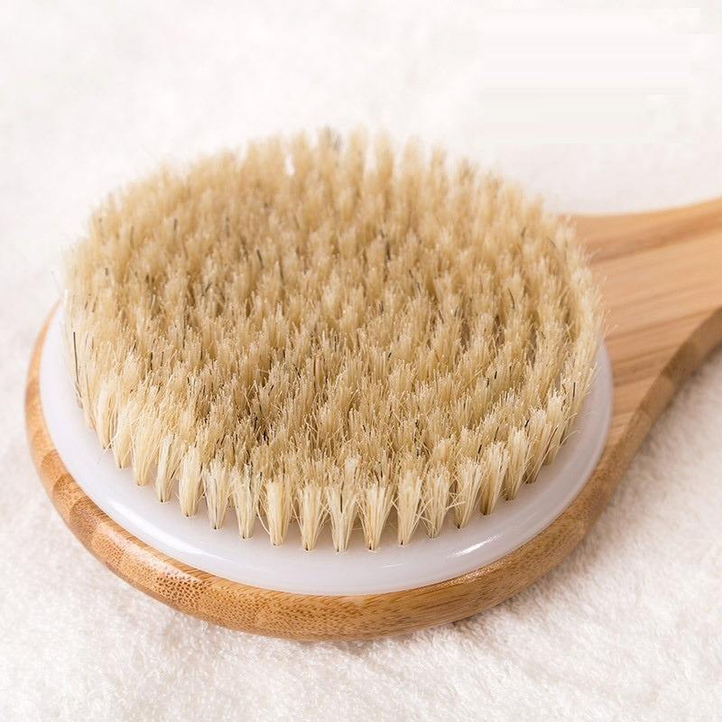 Long Handle Curved Wooden Back Washer for Men and Women Shower Bath Brush