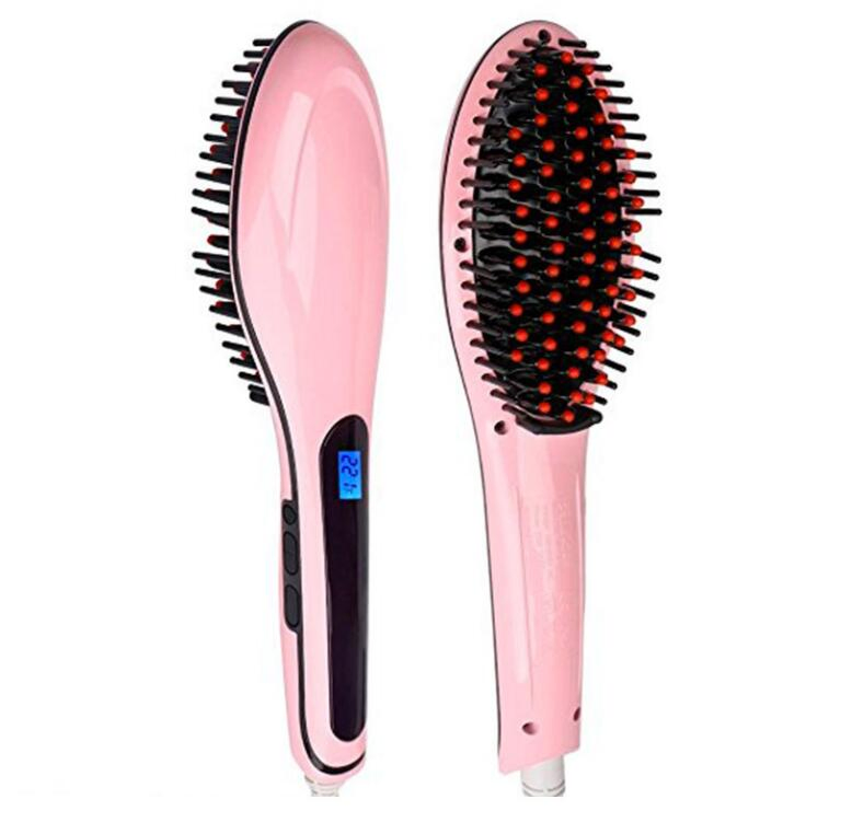 Electric Ceramic Hair Straightener Brush, Massager