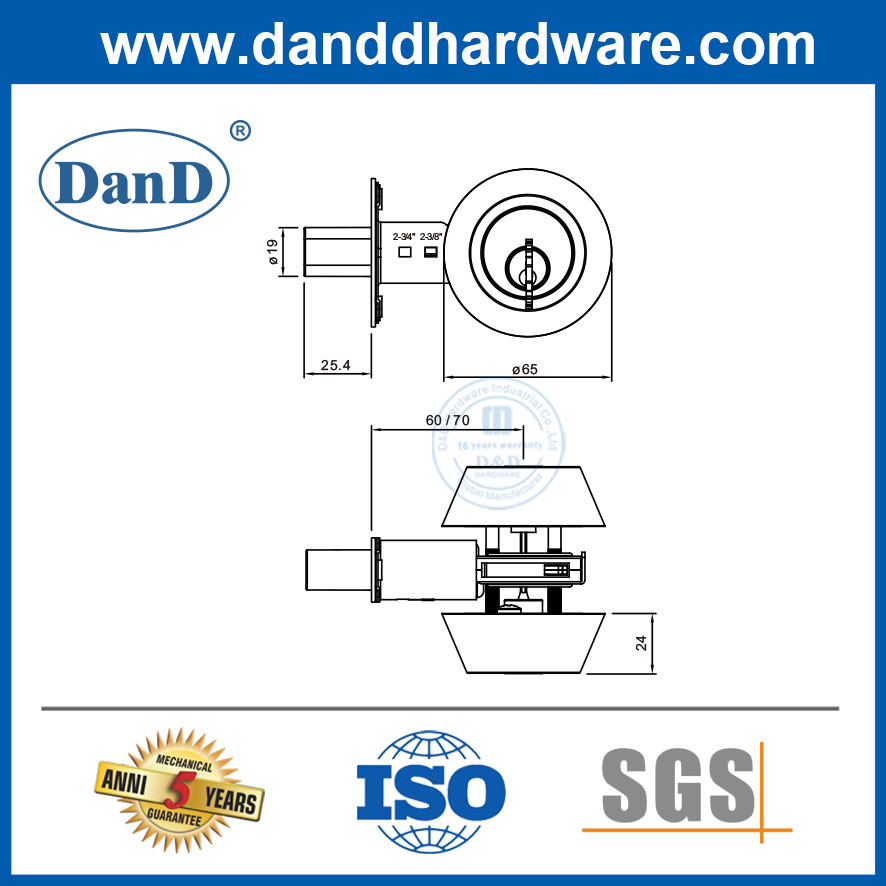 Double Cylinder Keys SS304 Entrance Door Handle Deadbolt Lockset