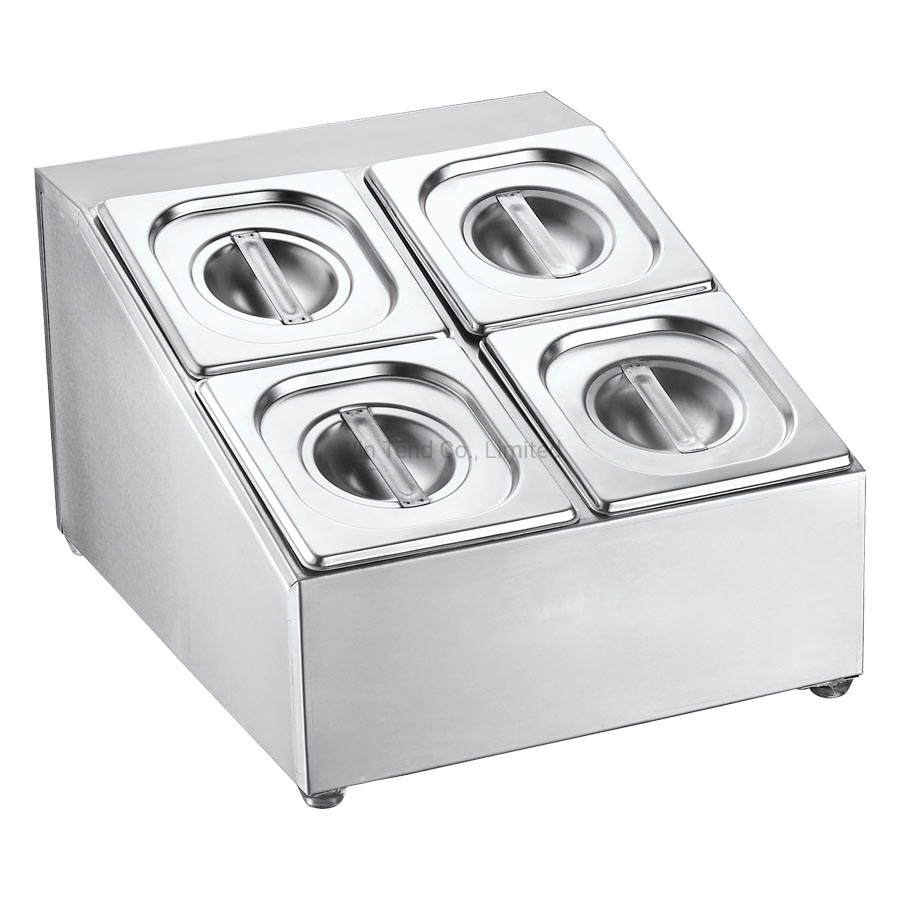 Stainless Steel Single Line Three Grids Deep Gn Gastronorm Pan with Lid Holder for Buffet