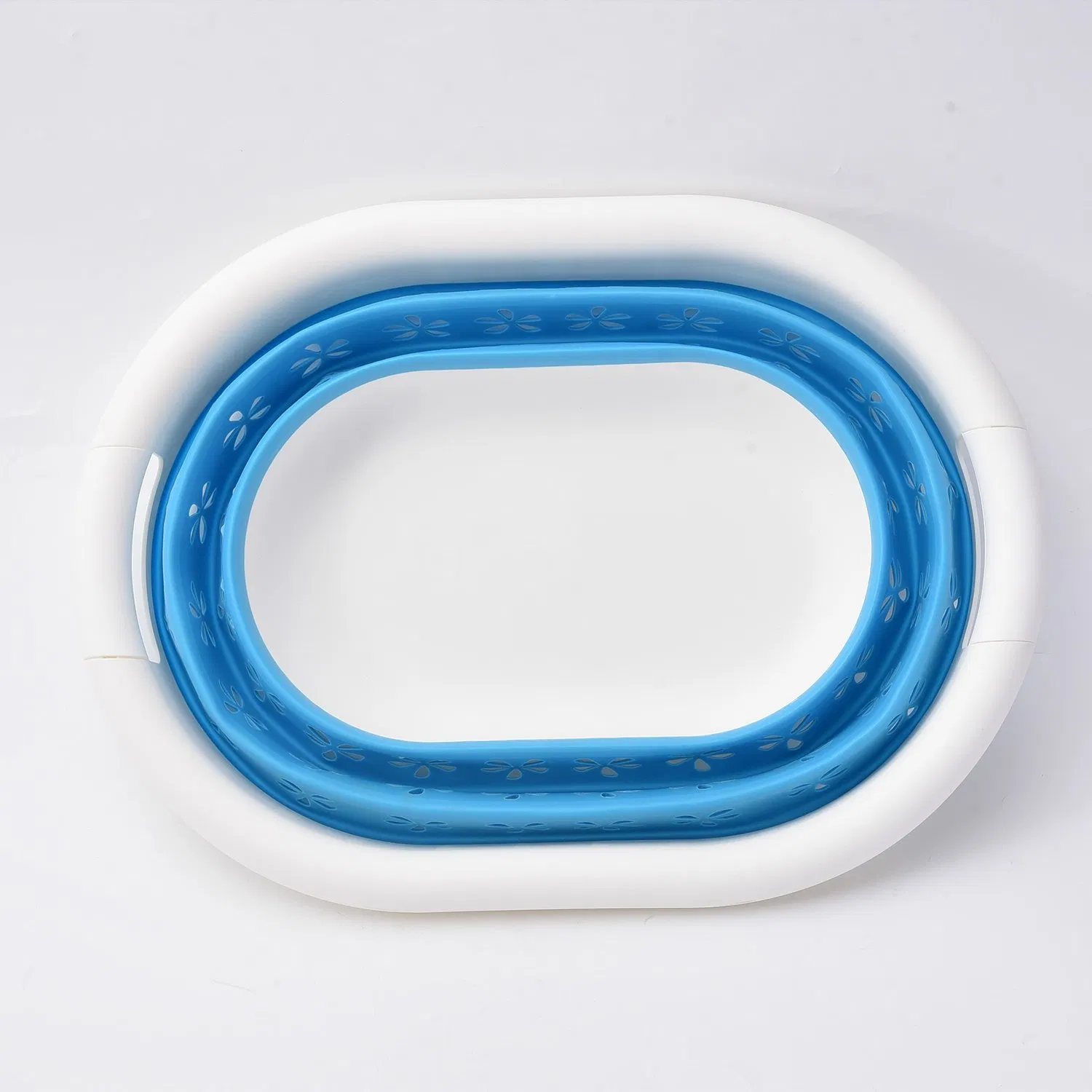 Blue Collapsible Plastic Laundry Basket Silicone, Space Saving Storage Container Toys Organizer