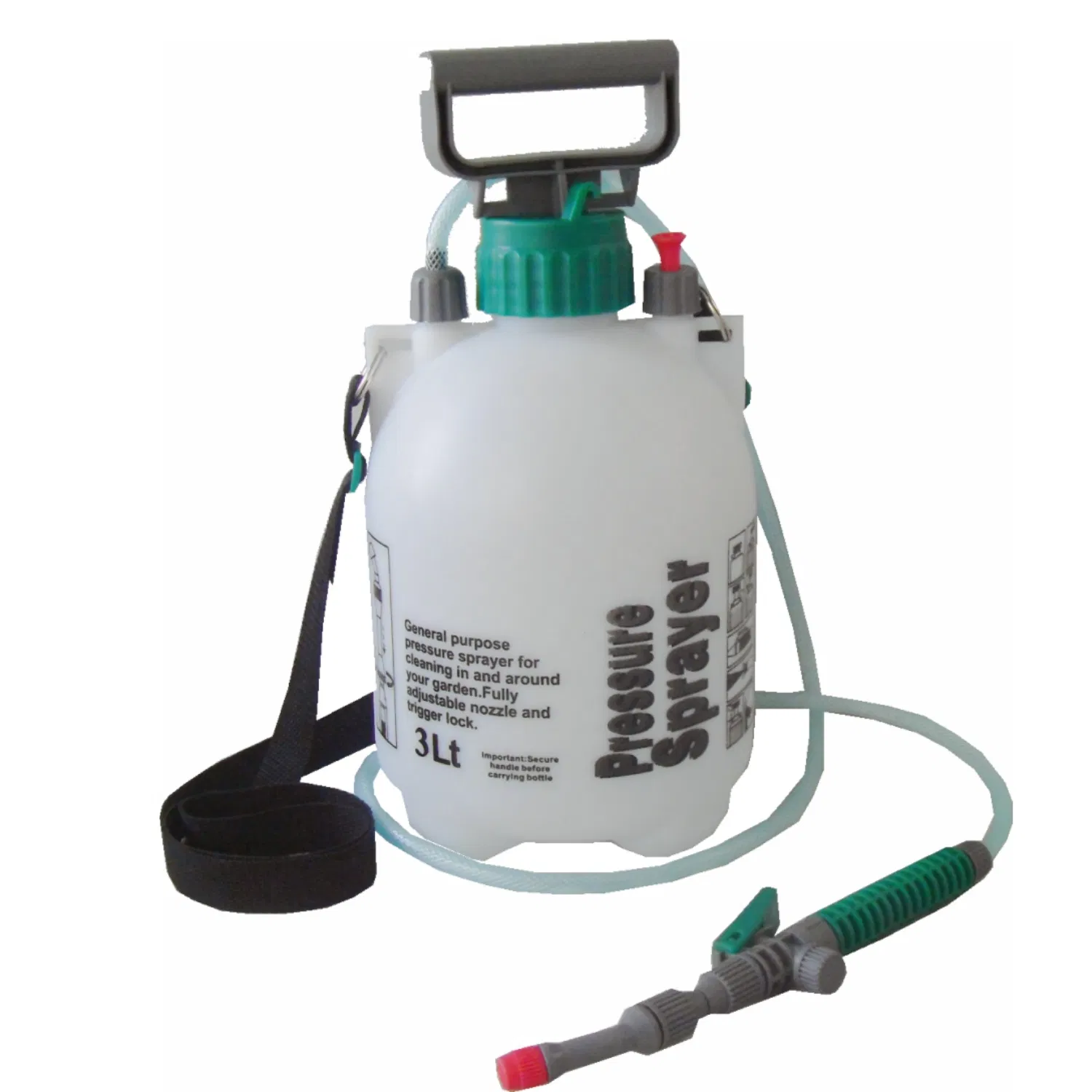 Lockable Trigger Handle Adjustable Nozzle Large Capacity 3L Pressure Sprayer