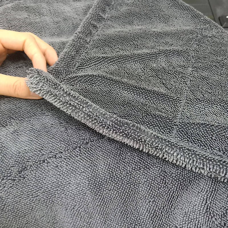 Large Black Drying Korean Microfiber Twisted Loop Ultra Fine 1ooogsm Clay Twisted Loop Drying Towel24 X36