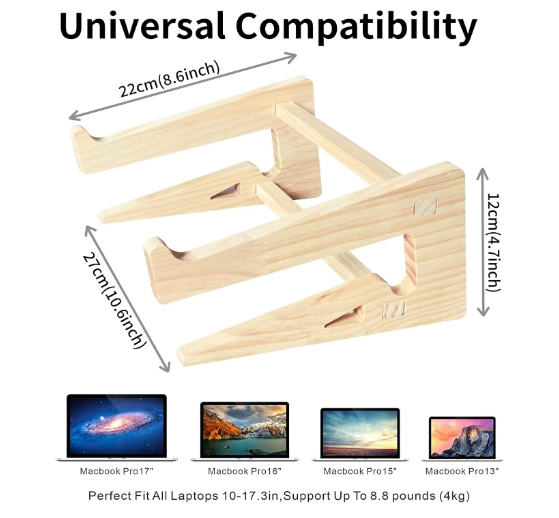 Wooden Notebook Holder Mount Stand Vertical Wood Laptop Stand