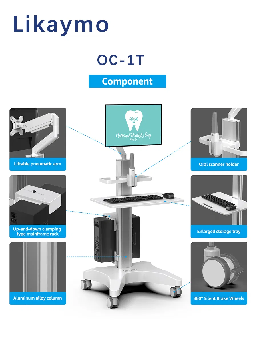 Hospital Dental Clinic Trolley with Wheels and Scanner Stand