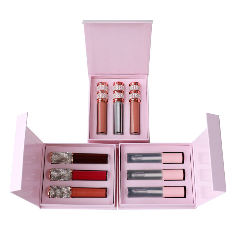 Wholesale Cosmetics 3 in 1 Lipstick Set Waterproof Nude Clear Lip Stick Gift Box