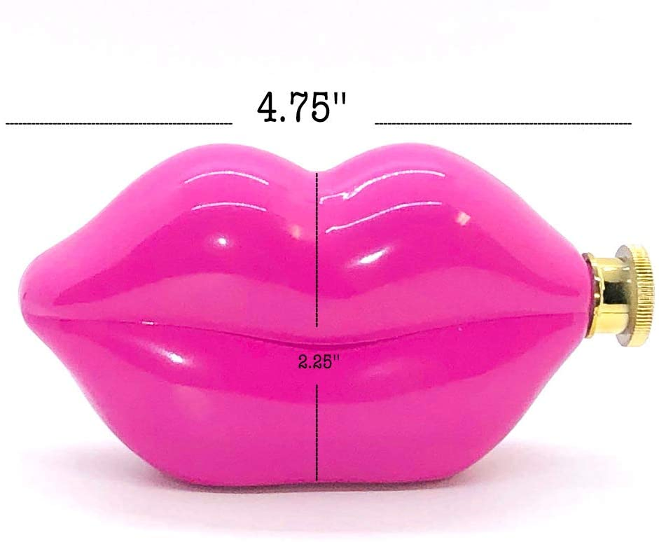 5 Oz Pink Lips Flask Funny Cute Stainless Steel Pocket Hip Flask for Bar Travel Picnic Ben Royal Garnheath