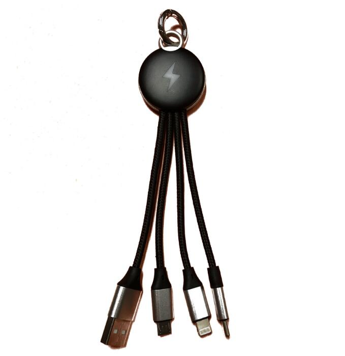 Customized LED Logo 3 in 1 Multiple USB Charging Portable Cable Cord