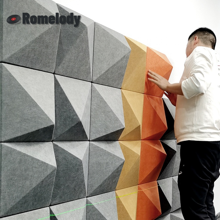 Factory Wholesale Custom Home Theater 3dwall Panel Decorative Pet Felt Sound-Absorbing Panel