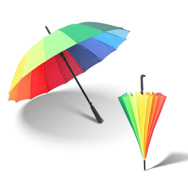 High Quality Factory OEM 24 Inch 16 Ribs Rainbow Straight Golf Umbrella