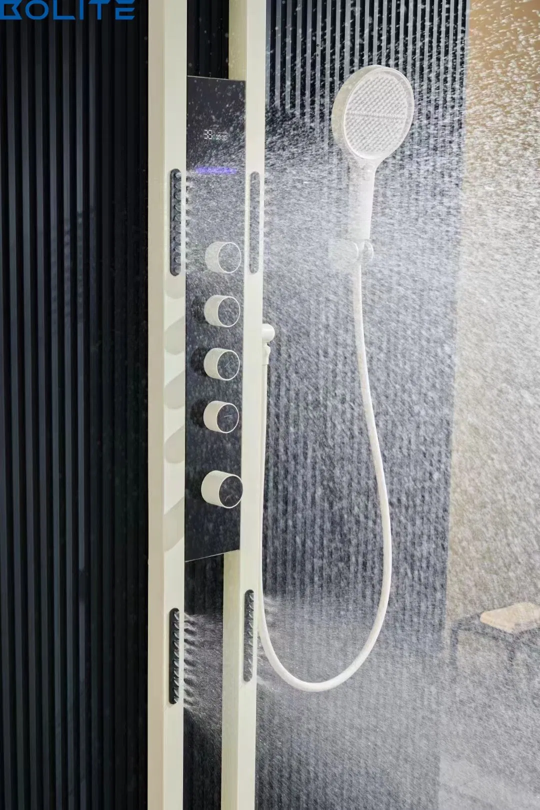 Bath & Shower Faucets White Digital Display Shower Set Wall Mounted Large Bathroom Rainfall Waterfall Shower Head Shower Panel