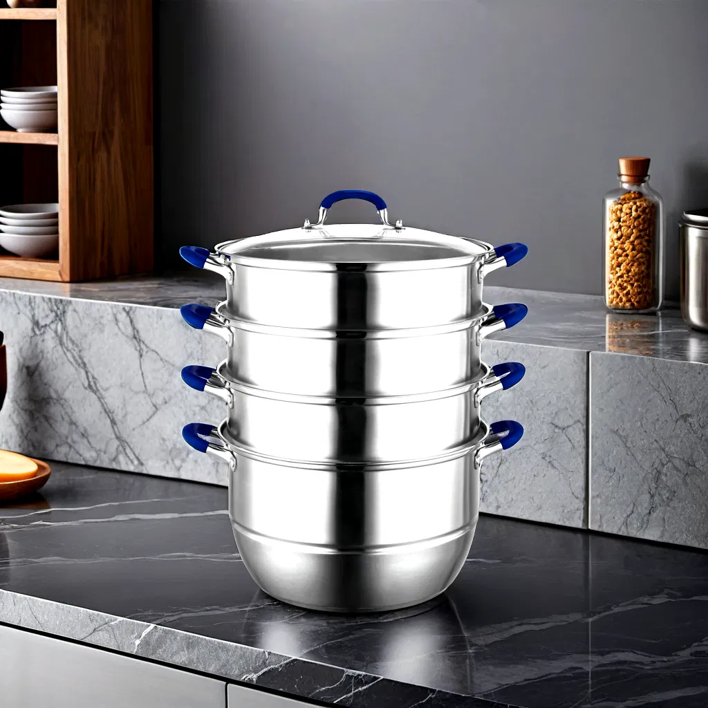 Wholesale Commmercial Kitchenware Set Cooking Tools Set Soup & Stock Pot 4-Layer Steamer Stainless Steel Cookware