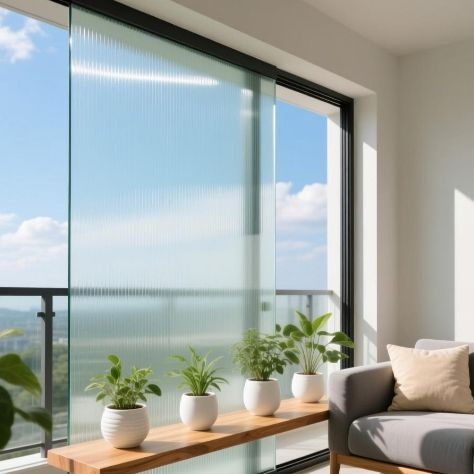 8mm Coated Fluted/Frosted Glass for Balcony Partition and Sun Protection