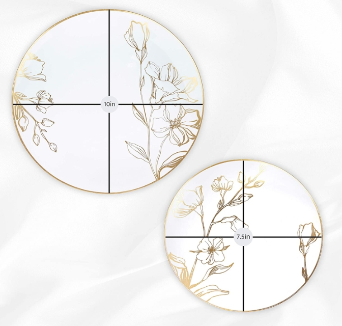 Wholesale Custom Party Picnic Plastic Round Plates Disposable Plate 30PCS 7.5'' and 10.25'' Inch Plates