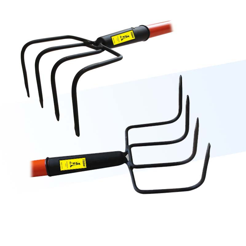 Long Fiberglass Handle Carbon Steel Farming Garden Pitch Agricultural Lawn Fork Leaf Hook Rake