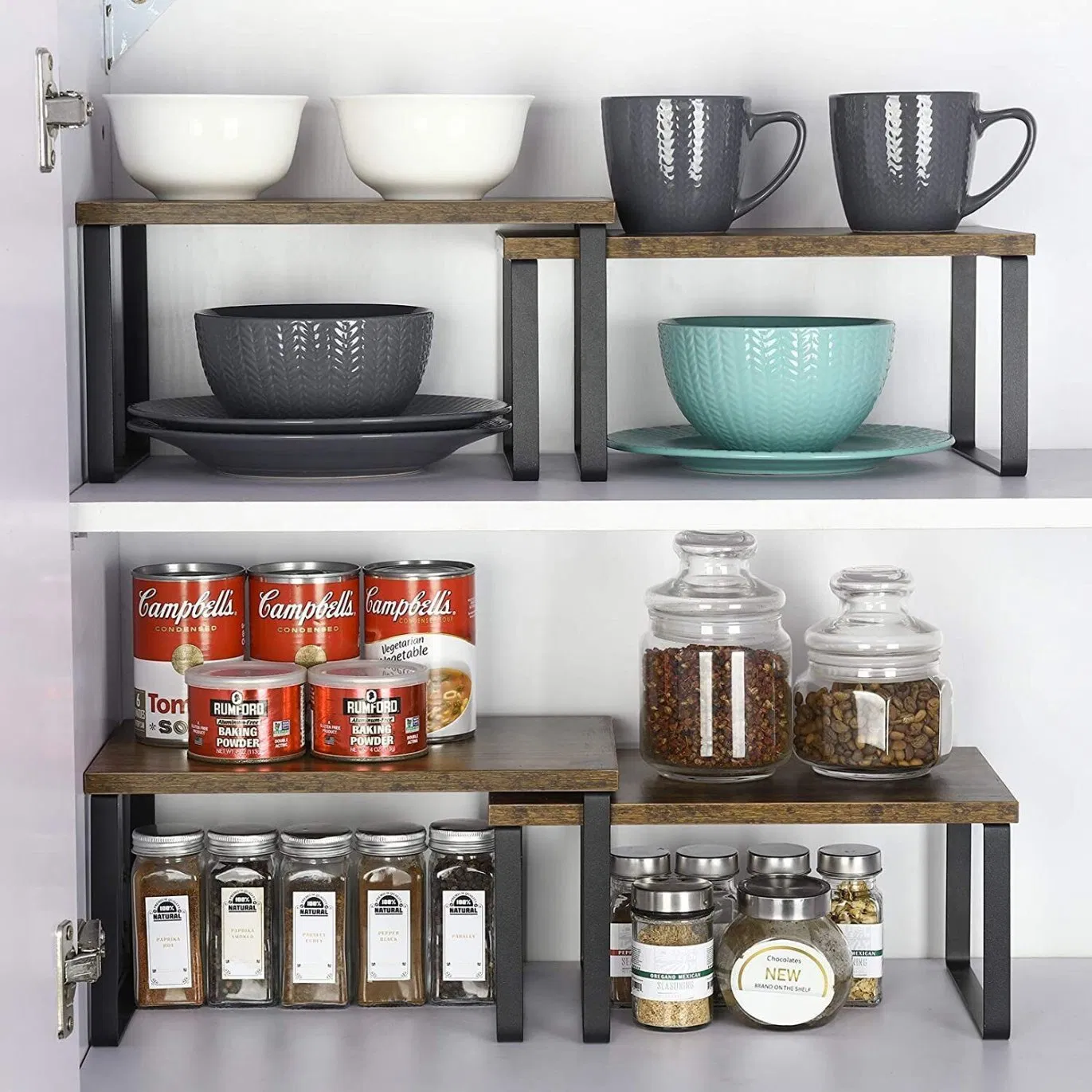 Shelf Organizer Expandable Wood Rack 2 Pack