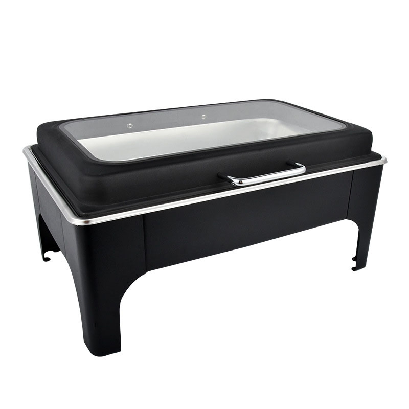 9L Stainless Steel Black Buffet Stove Hydraulic Cover Breakfast Heating Insulation Commercial Hotel Restaurant Chafing Dish
