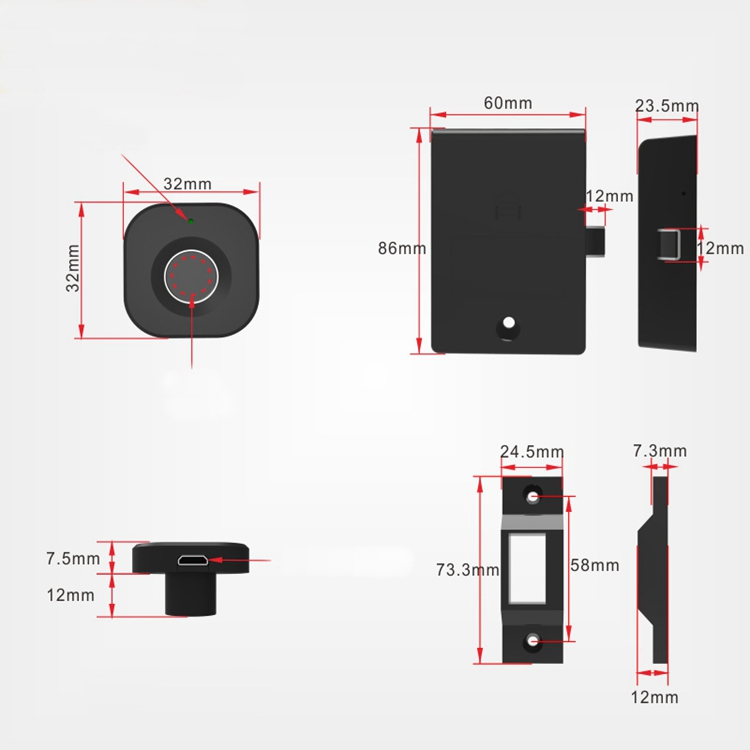 Yh2294 Furniture Lock Wardrobe Finger Print Door Lock Drawer Lock Desk Self-Installed Office Home Cabinet Lock