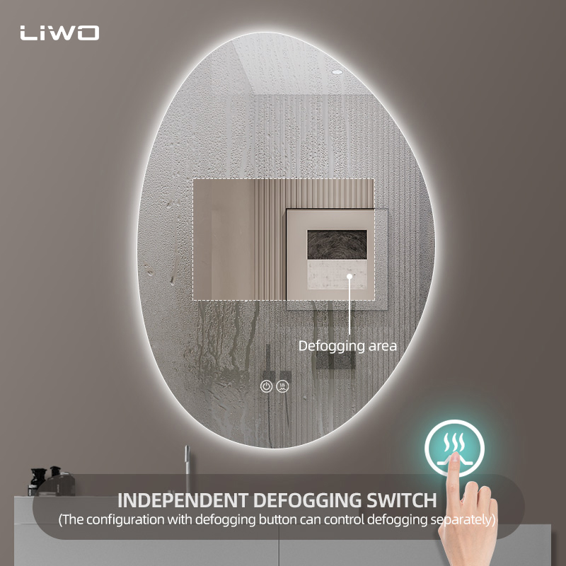 High Quality Home Decoration Wall-Mounted Bathroom Furniture Irregular Smart LED Mirror with Frameless Modern Intelligent Adjustable Lights