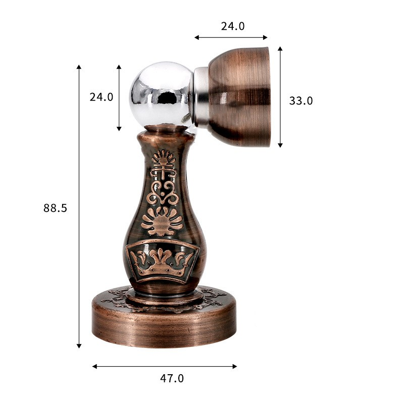 Chinese Style Carved Retro Iron Alloy Thickened Magnetic Door Holder Floor Type Heavy Duty Floor Door Stopper