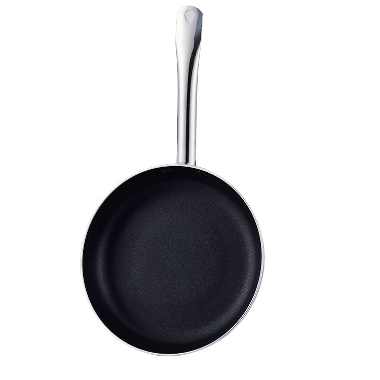 Stainless Steel Flat-Bottom Non-Stick Frying Pan Multiple Sizes Clean Easy