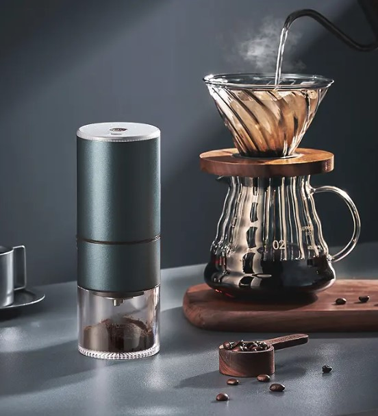 Rechargeable Espresso Machine Coffee Bean Grinder for Home Office Use with Safe Switch