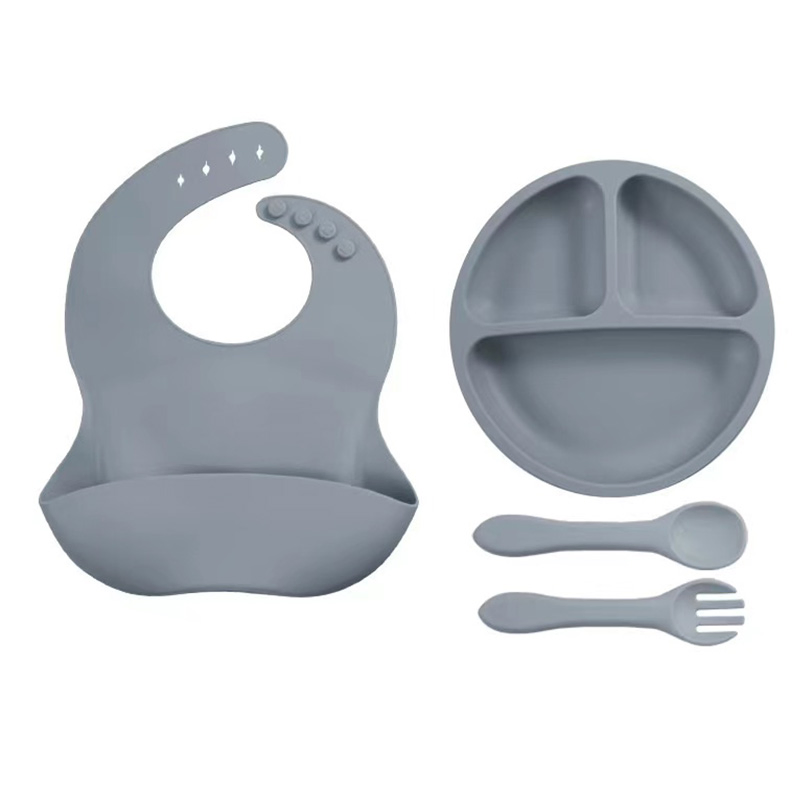 Suction Microwave Safe Baby Plates Sets Silicone Feeding Wholesale