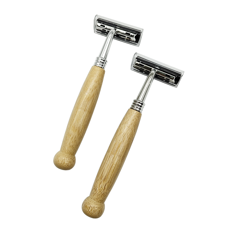 High Quality Safety Bamboo Handle Travel Twin Blade Bamboo Razor