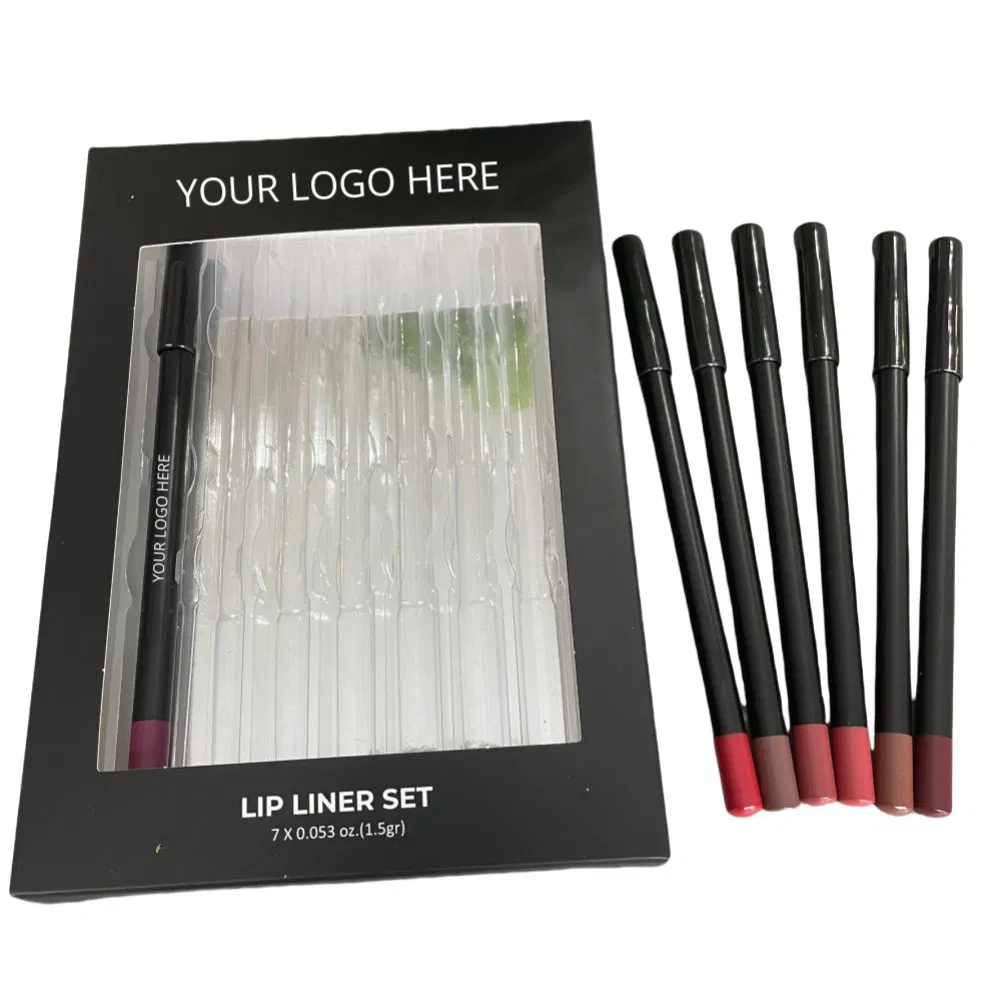 7PCS Black Lip Liner Set Cruelty Free Waterproof Matte Lip Liner Pencil Accept Private Label Vegan Lip Liner