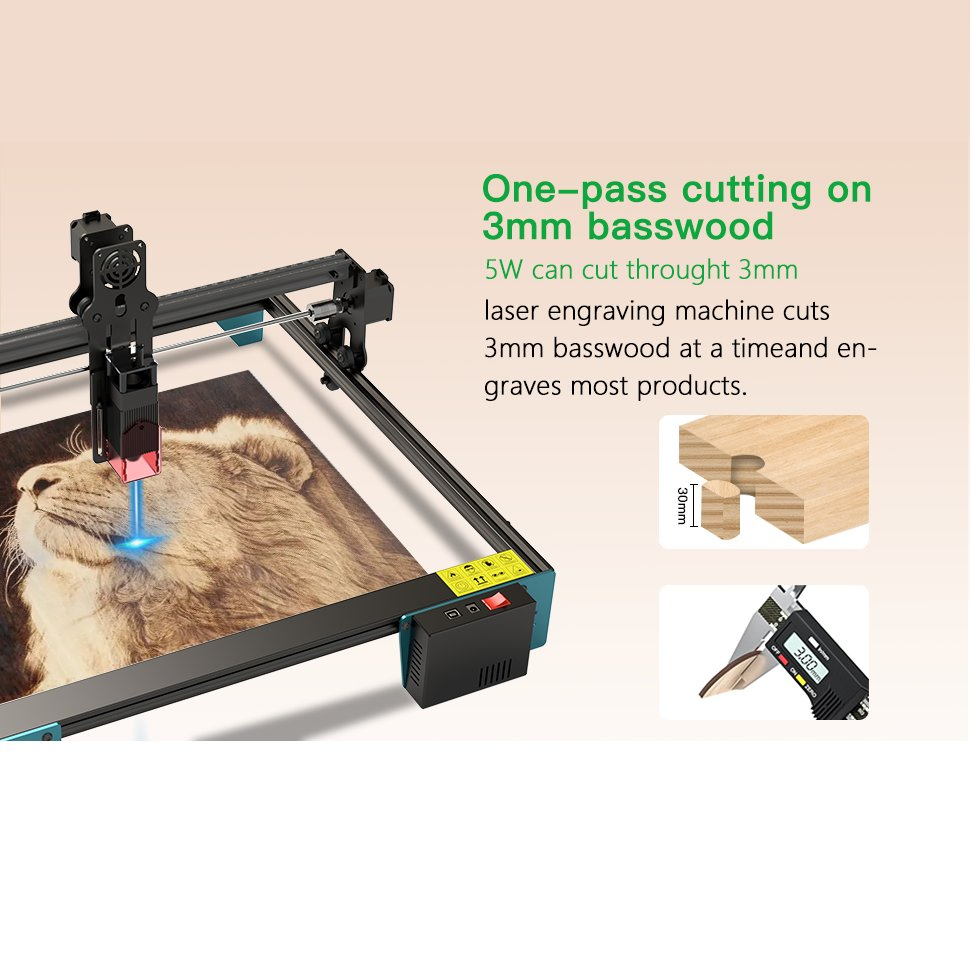 Professional Laser Engraver, High-Quality Desktop Laser Cutter with Open Structure Design for Wood, Metal, Acrylic, Leather