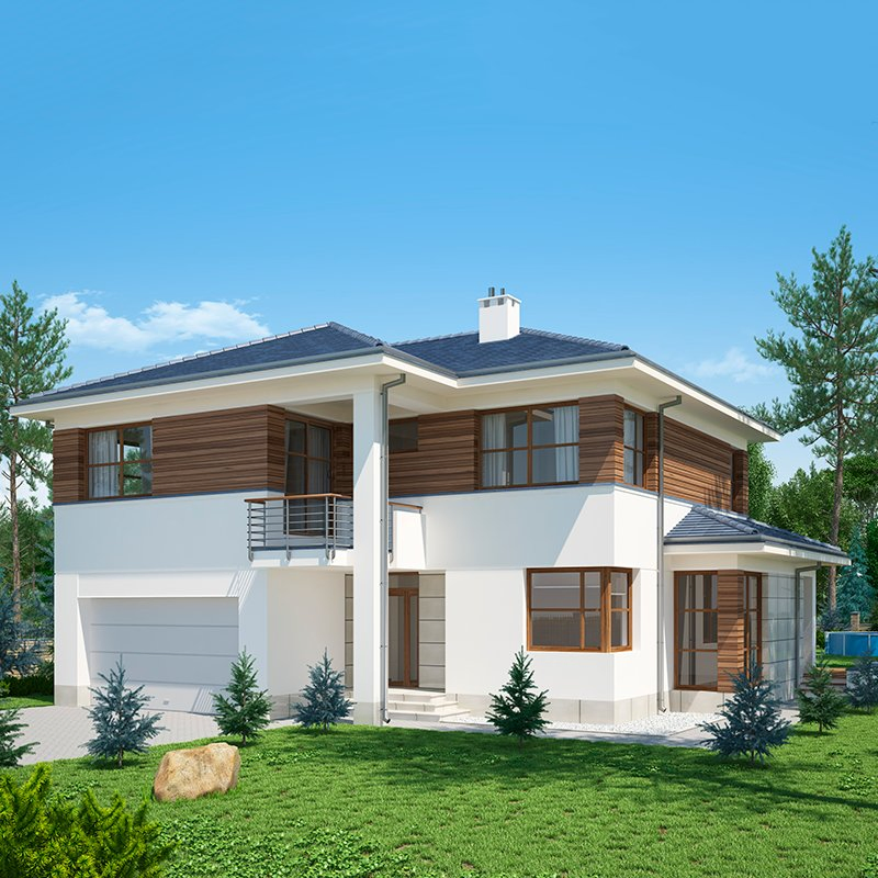 Customized Design 2 Floor 3 Bedrooms with Toilets AAC Panel Steel Structure Villa Prefab House