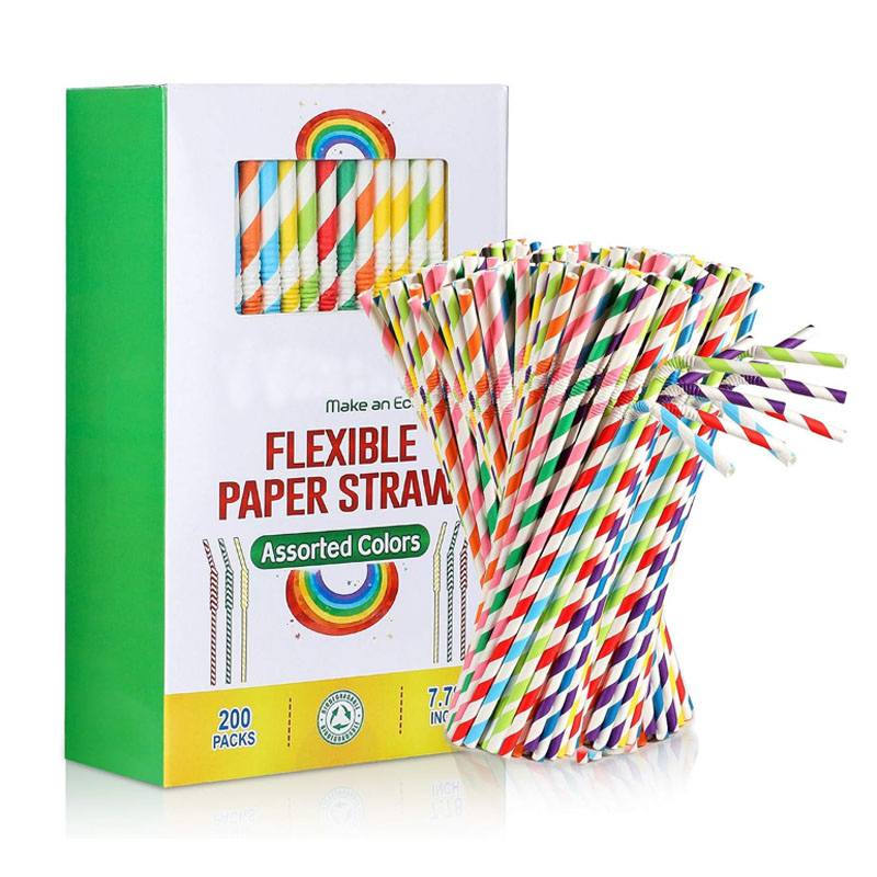 Customize 6 8 10 12mm Colored Disposable Compostable Straight Biodegradable Paper Straws with Paper Wrap