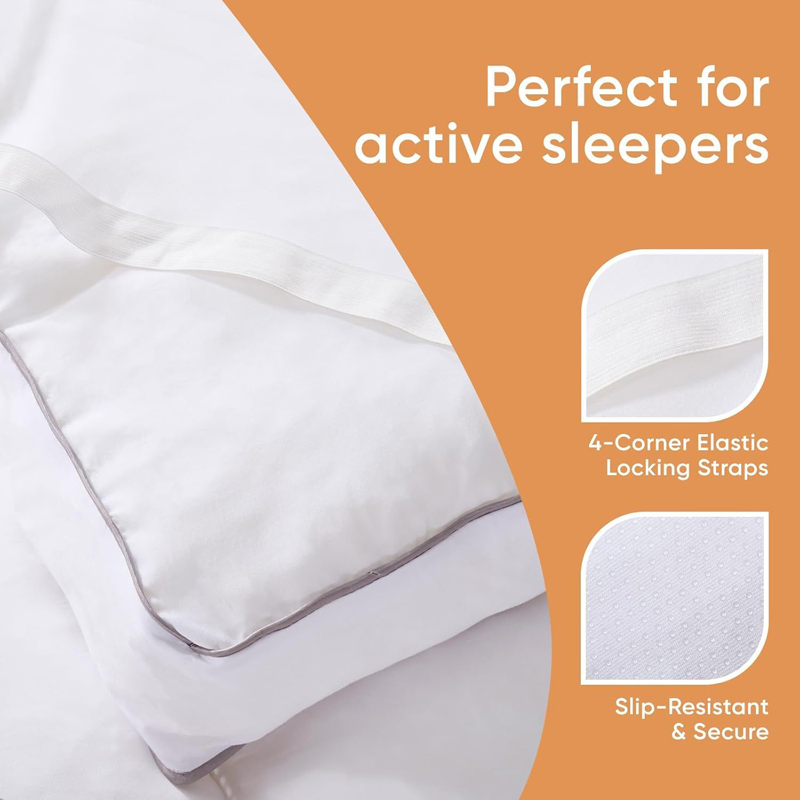 Memory Foam Mattress Topper Queen Extra Thick Shredded Foam 100% Cotton Mattress Pad Cover