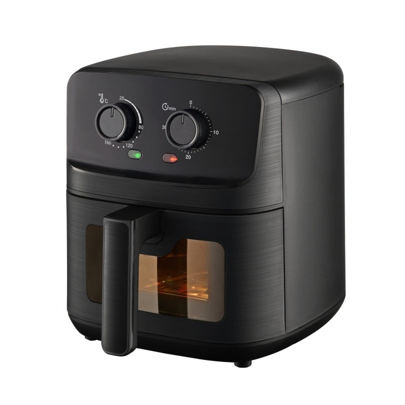 Knob-Controlled 4.5L Air Fryer: Viewing Window, Frying Tray & Non-Stick Removable Basket