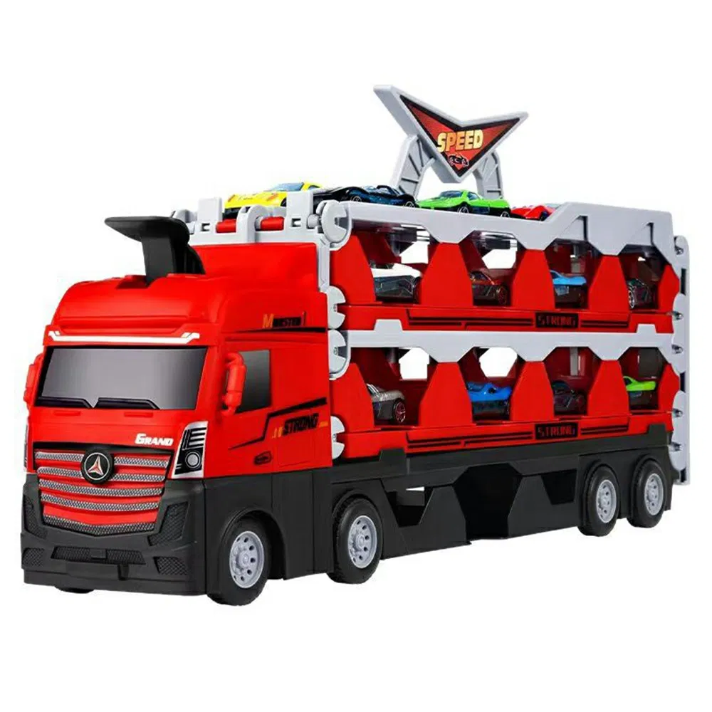 Грузовик-трансформер с 8 машинками, 207 см (красный)