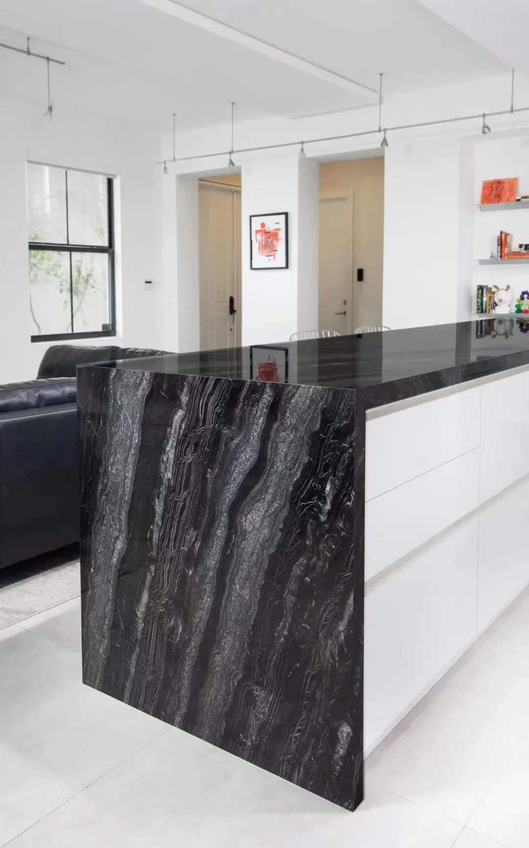 Black Granite Stone Basin Design for Bathroom Modern