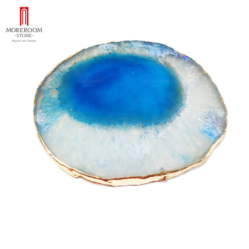 Nail Art Mixing Palette Gel Polish Color Mixing Plate Golden Edge Agate Nail Holder Nail Art Paint Drawing Display Tools