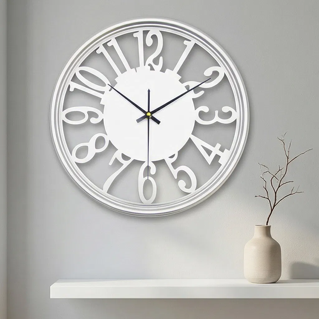 Dia 40/50/60cm Large Round Decorative Metal Wall Clock Silent Metal Wall Clock Home Decoration Promotion Gift Clock for Kitchen/Living /Bed Room--Hrt-80