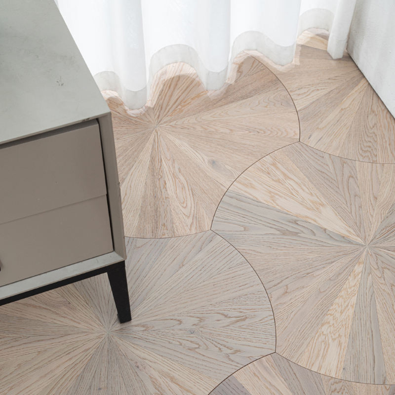 Modern Milan White Style White Oak Veneer Lotus Leaf Parquet Engineered Wood Flooring Indoor Smooth Technics