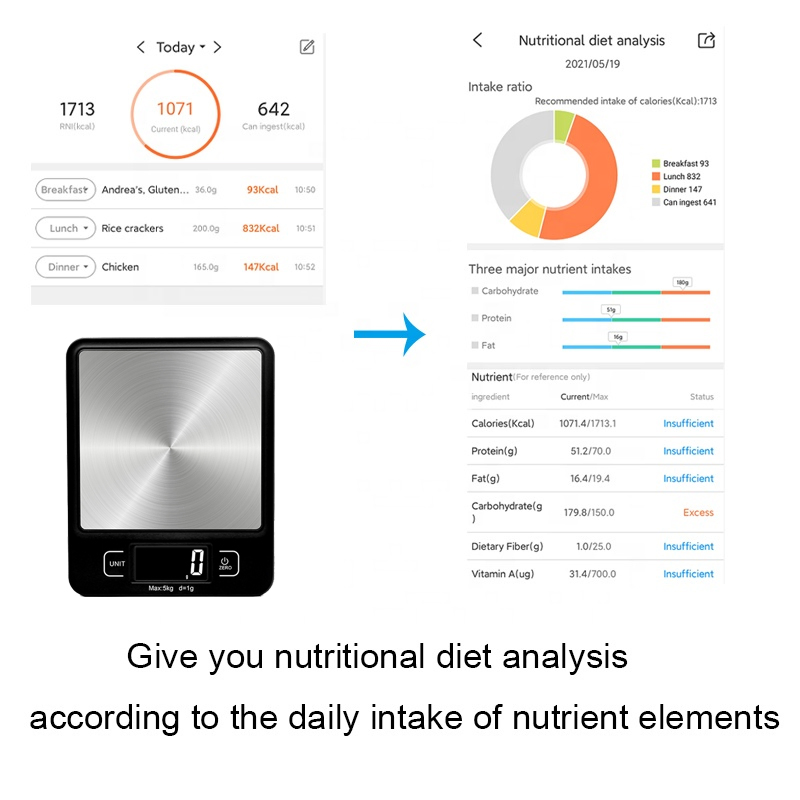 Умные кухонные весы SIEBELLA с Bluetooth и приложением, 5 кг