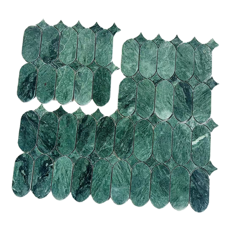Modern Design Green Marble Mosaic Tiles Polished Strip Flooring Bathroom Pool Tiles