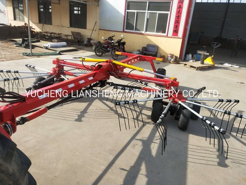 Farm Machine Large Double-Pan Forage Tedder 7m Working Width Two Discs Turning and Raking Machine for Big Tractor