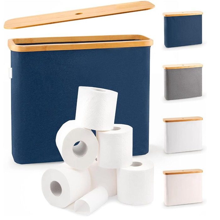 Toilet Paper Storage Stand Bathroom Tissue Basket with Lid and Handle