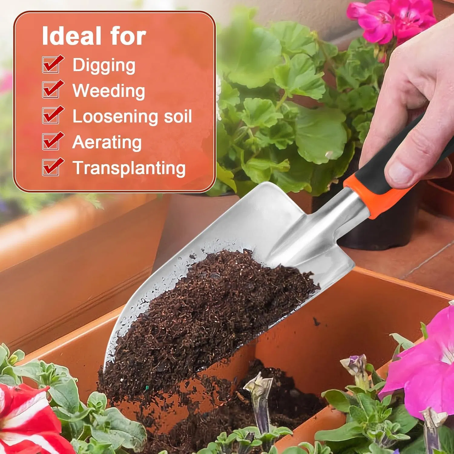 Rust Resistant Heavy Duty Hand Garden Shovel with Ergonomic Handle