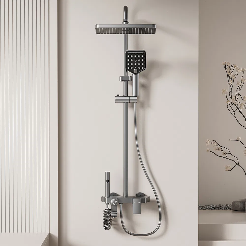Aluminum Bathroom Shower Set with Rainfall Headshower and Handheld