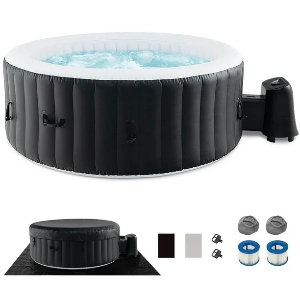 Outdoor Use 1-4 Person Round Inflatable Hot Tub SPA PVC ABS Foldable Puncture Resistant Heated Pool